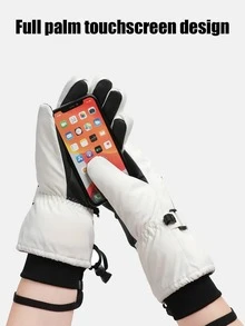 Vilico Women's Winter Outdoor Ski Gloves, Thick Fleece Lining, -20°C Cold Resistant, Five-Finger Design, Touchscreen Responsive, Zipper Pocket On Back For Storing Ski Gear And Other Items, Suitable For Motorcycle Riding, Skiing And Winter Outdoor Activities - Multicolor - View 3