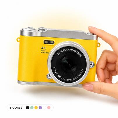 Câmera Digital Com Zoom 4K CCD 8X Para Estudante Fotográfica Compacta De 48MP 180 ° Selfile Tela Flip RENEAR