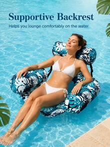 Inflatable Swimming Pool Floating Raft With Backrest, Water Lounge Chair Made Of Thickened PVC Material, Breathable Mesh Fabric Non-Stick To Skin, Suitable For Beach Use, Summer Vacation, Pool Party, Water Games And Pool Floating Supplies - Multicolor - View 5