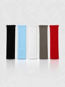 6 paires de jambières chaudes minimalistes et polyvalentes pour femmes, couleurs unies et rayures verticales, style mode, automne/hiver, assortiment aléatoire - Multicolore - Voir 4