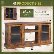65 Inch TV Stand, Modern Wood TV Console With Open Storage Shelves, Entertainment Center Media Cabinet For Living Room, Bedroom & Gaming Room - 鏽棕色 - 查看 3