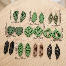 10 paires/7 paires/set, boucles d'oreilles géométriques en bois avec feuilles ajourées pour femmes, style vintage élégant, convient pour la fête des mères et le port quotidien - géométrie - Voir 8