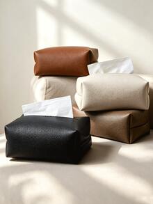 2pcs Fashion Minimalist Leather Tissue Box, Home Kitchen Outdoor Multi-Purpose Storage Bag, Travel Wet Wipes Dispenser, Easy Pull Without Jamming, Storage Room Decor, Kitchen Accessories, Travel Essentials, Bedroom Decor, Car Accessories - Multicolor - View 1