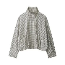 DEEKA Women's Stand Collar Long Sleeve Plaid Jacket Shacket Vacation - Lattice - View 7