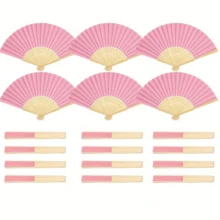 5/10/15/20/25/30/40/50pcs Vintage Handheld Folding Paper Fans, Portable Bamboo Fans, Summer Cool Fashion Accessories, Suitable For Parties And Events - Multicolor - View 9