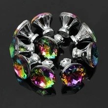 10pcs Cabinet Drawer Pulls And Handles - Crystal Glass Diamond Shaped Colorful Handles For Kitchen Cabinets, Bathroom (30mm) - 10pcs - View 9