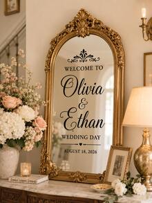 1件客製化鏡面貼紙婚禮裝飾－婚禮告示牌裝飾 DIY 婚禮貼紙－鏡面貼紙「Welcome To The Wedding」－客製化鏡面字母貼紙貼花－Just Married－婚禮婚姻裝飾／現代婚禮歡迎牌／個性化新郎新娘姓名與日期／鏡面貼紙－新娘婚前派對 - 彩色 - 查看 7