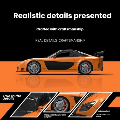 TIMEMICRO 1:64 Veilside Widebody Orange & Black Livery Collectible Die-Cast Car Model
