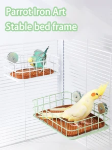 1pc Wrought Iron Bird Nest Hanging Wire Basket Bed With Warm Fleece Pad, Suitable For Parrots, Cockatiels, Lovebirds, Budgies, Conures, Canaries, Hanging Cage Accessory, Metal Nesting Box, Sleep Breeding Perch Toy, Comfortable Bird House - A - View 5