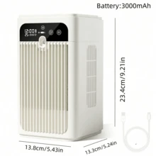 TOUCHBeauty Kipas Pendingin Udara Pelembap Portabel, 2 Kecepatan & 2 Mode, Kipas Pendingin Kabut Pelembap, Kipas Pendingin Udara Mini, Tangki Air 370ml, Lampu Malam, Cocok Untuk Rumah, Kantor, Kamar Tidur, Baterai 3000mAh - Satu ukuran cocok untuk semua. - View 2