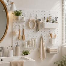 No-Drill Pegboard Accessories, Multi-Functional Wall-Mounted Storage Hooks, Strong Load-Bearing, Suitable For Hanging Kitchen And Bathroom Supplies, Home Pegboard Accessories, Space-Saving Home Hardware Decor, Back To School Season - Multicolor - View 2