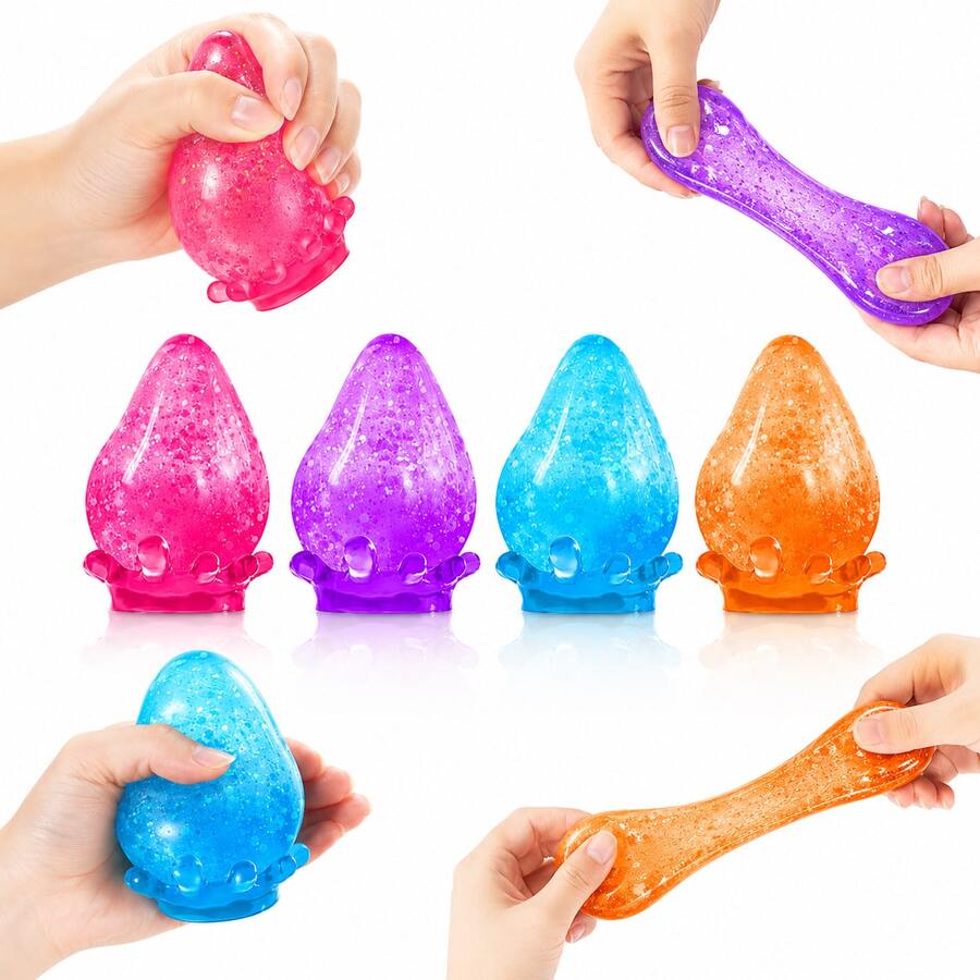 1pc Dreamy Water Drop Squeeze Toy - Smooth & Delicate Touch, Soft Stress Relief Ball With Base; Educational Relaxing Toy For Kids - Multicolor - View 1