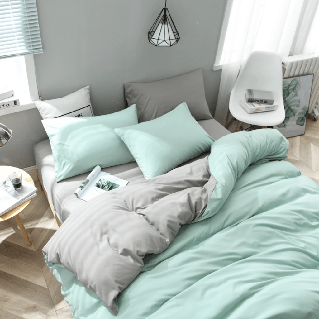 Sheet Sets With Pillowcases - Ocean Green Light Gray - View 1