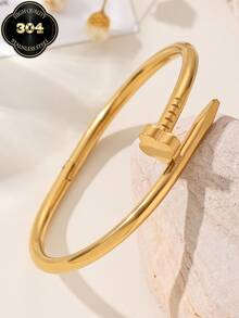 1/4pcs Stainless Steel 18K Gold Plated Clover Crystal Bracelet Set, Clover Zirconia Open Cuff Bracelet Combination, Suitable For Women's Daily Wear, Holiday Gift, Fashion Bracelet Set - Gold - View 5
