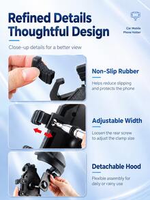 Motorcycle Phone Holder With Claw Clip And Helmet Visor, Bicycle Phone Mount For Electric Scooter, Electric Bike, Bicycle, Motorcycle, Anti-Shake Anti-Vibration 360° Rotating Secure Lock, Handlebar And Rearview Mirror Installation, Fits 4.7-7 Inch Phones, Delivery Riding Navigation - A - View 9