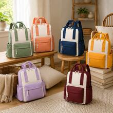 Personalized Large Capacity Backpack For Girl, Stylish Color Block Travel Backpack With Front Pocket And Side Pockets, Lightweight Casual Daypack, Multi Compartment Storage Bag For Work, Commute, Shopping, Outdoor Travel And Daily Use - Multicolor - View 10