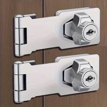 2 Sets Furniture Safety Locks, Easy Installation, Anti-Theft Padlocks, Suitable For Cabinets, Mailboxes, Drawers And Door Locks, Modern Security Locks, Durable Metal Locks - Standard Model - View 2