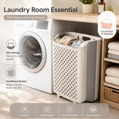28.5cm Hanging Laundry Basket With Side Handle For Bathroom, Closet And Household Storage
