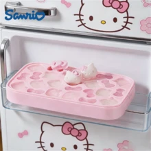 SANRIO KT貓頭冰模附蓋冰儲存盒，柔軟易脫模，防塵蓋設計衛生防異味，可冷凍冰塊，也能製作果凍、布丁、嬰兒食品零食，1件（4件組） - 彩色 - 查看 10