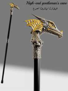 1 pieza Cetro de metal de dos colores con patrón de pterosaurio, textura de escamas de dragón, varita mágica larga desmontable, accesorio de estilo vintage casual para cosplay, juegos y actuación de mago, bastón elegante de alta gama tipo caballero británico, accesorio para festival mediterráneo y árabe, apto para uso diario, regalo para hombre, para actuación escolar creativa - Pteranodon - Ver 16