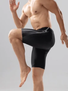 361degree Men's Professional Competitive 5" Swim Trunks With Drawstring Waist, Side Line Tech Print, Breathable Quick-Dry High-Stretch Fabric, For Vacation, Beach, Surfing, Rafting, Beach Volleyball, Fitness, Teens, Adults, All Seasons, Back To School - Black - View 13