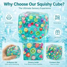 Rainbow Jelly Fruit Squishy, Soft Transparent Cube Kids Stress Relief Toy, Cute Fruit Filling Design, Slow Rebound Sensory Relaxation Small Gift - Multicolor - View 6