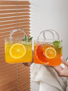 1pc 750ML Large Capacity Transparent Borosilicate Glass Tote/Fruit Tea Mug With Straw, Coffee Pot, Perfect For Creating Elegant And Fashionable Bar Or Cocktail Party, Summer Essential - 0.5L-1L - View 9