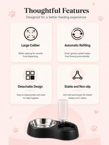 Structured Craftsmanship 2-In-1 Pet Food And Water Bowl, Suitable For Small/Medium Cats, Dogs, Rabbits And Other Pets, Easy To Clean. Dog Stuff, Cat Stuff, Cat And Dog Dual-Use Bowl Combination. Durable Plastic Material With Stainless Steel Bowl, Easy To Clean, Suitable For Cats And Dogs - 500ml - View 7