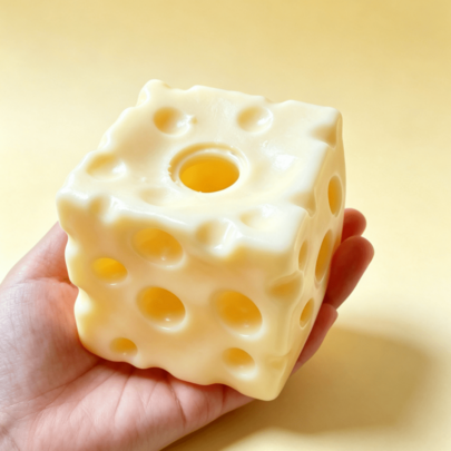 Giant Cheese Cube Stress Ball, Large Cheese Moldable Squeeze Ball Non-Bounce Stress Relief Toy, ASMR Sensory Anti-Stress Christmas Gift