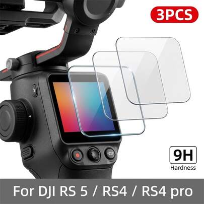 預設 3 片裝 透明色 鋼化玻璃保護膜，適用於 RS4/RS4pro/RS5 鋼化玻璃相機配件