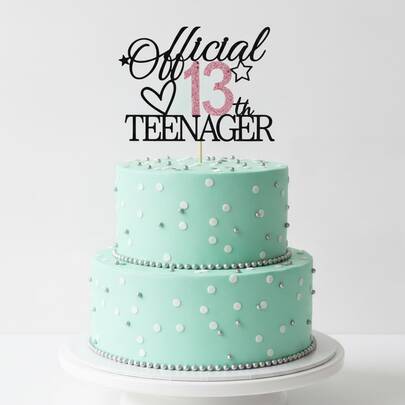 1pc Official 13th Teenager Cake Topper, Pink Glitter Birthday Cake Decoration, 13th Birthday Party Supplies For Teen Milestone Celebration, Sparkly Cake Sign For G*Rl Birthday Decor