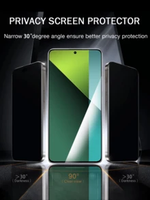 4pcs Privacy Screen Protector Compatible With Xiaomi And Phones, Dual-Layer Anti-Shatter Anti-Peeping Tempered Glass Film, [Anti-Impact - Privacy Protection] - Black - View 2