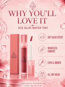 3CE Watery Matte Lip Gloss #CHASING ROSE 4.6g, hasil akhir matte lembut, tidak lengket, membentuk lapisan untuk mengunci warna hanya dengan sekali oles, tahan lama, kebutuhan sehari-hari. - #MENGEJAR ROSE - View 7