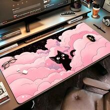 Black Cat Cloud Keyboard Pad, Oversized Mouse Pad, Cute Pink & Purple, Office Desk Protector, XXL Rubber Non-Slip, Home Desk Mat, Suitable For Gaming - View 24