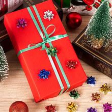 Juego de 100 lazos de regalo mixtos, cinta decorativa de caja de regalo con flor de estrella láser, para envolver regalos de vacaciones, decoración navideña, materiales de manualidades DIY, boda, regalo de cumpleaños, decoración de ramos y regalo de fiesta - Talla única - Ver 5