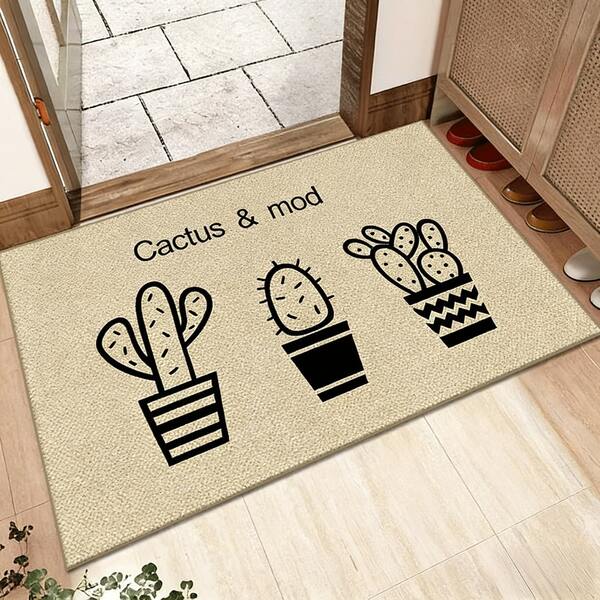 1 PIEZA Estilo Nórdico Minimalista | Alfombra de Suelo Pintada a Mano con Cactus & Mod | Alfombra de Entrada de Alta Eficiencia para Eliminar el Polvo | Alfombra de Pies para Baño | Alfombra para Ventana de Balcón | Lavable | Estilo Versátil y Sencillo | Uso Doméstico en Ventana de Bahía y Dormitorio | Alfombra Decorativa Suave con Atmósfera de Planta Verde Fresca