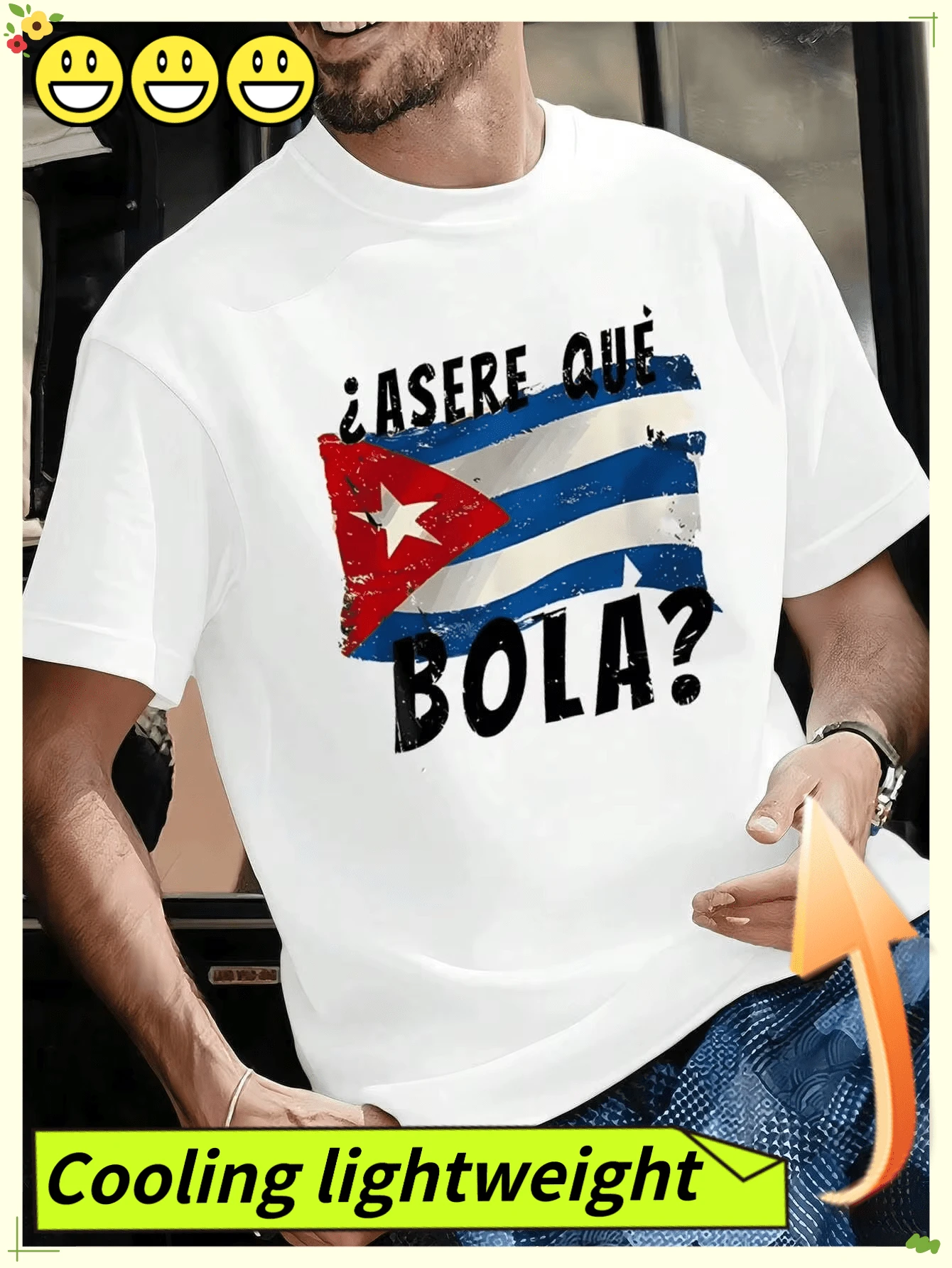 Camiseta I Men's Formal Wear, With Cuban Band Markings, Quality Fabric, Comfortable Fit, Urban Hip-Hop Style, Breathable.Casual Tops & Stylish T-Shir - White - View 1