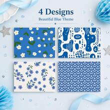 12pcs Blue Flower Postcard Set, Artistic Botanical Greeting Cards With Elegant Floral Patterns And Refreshing Blue Garden Designs, Decorative Cards For Thank You Messages, Birthdays, Weddings, Anniversaries, Invitations, Gift Packaging, Journaling An - Multicolor - View 4