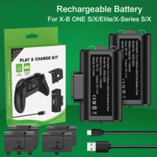 1100mAh Rechargeable Battery Pack Play And Charge Kit For Xb Ox Series S/X Xb Ox One S/X Elite Controller With 4 Battery Covers - Black - View 8