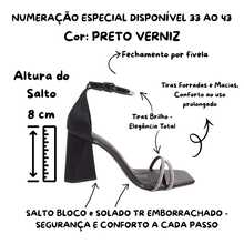 Women's Sandal With 8cm Block Heel, Rhinestones, Glitter, Straps, Modern Party Style, Comfortable, Plus Sizes 33 To 43 - 黑色清漆 - 查看 2