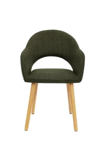 Goeurvant Modern Crescent-Back Upholstered Dining Chairs With Armrests And Solid Wood Legs For Dining Room, Living Room, Study - Set Of 2 / Set Of 4 / Set Of 6-Olive Green Textured Fabric - 橄欖綠 - 查看 5