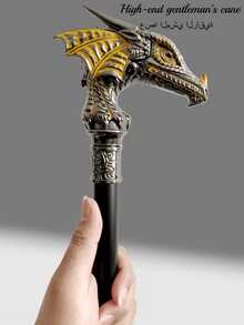 1 pieza Cetro de metal de dos colores con patrón de pterosaurio, textura de escamas de dragón, varita mágica larga desmontable, accesorio de estilo vintage casual para cosplay, juegos y actuación de mago, bastón elegante de alta gama tipo caballero británico, accesorio para festival mediterráneo y árabe, apto para uso diario, regalo para hombre, para actuación escolar creativa - Pteranodon - Ver 12
