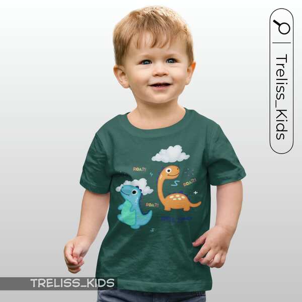 Camiseta Infantil Dinossauro Fofo Menino Camisa Algodão Blusa Personagem Filme Animação Desenho Dino Kids