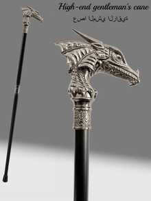 1 pieza Cetro de metal de dos colores con patrón de pterosaurio, textura de escamas de dragón, varita mágica larga desmontable, accesorio de estilo vintage casual para cosplay, juegos y actuación de mago, bastón elegante de alta gama tipo caballero británico, accesorio para festival mediterráneo y árabe, apto para uso diario, regalo para hombre, para actuación escolar creativa - Pteranodon - Ver 15