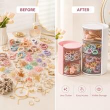 1pc Hair Accessory Storage Box, Optional Colors And Layers, Rotatable Multi-Layer Hair Accessory Box, Transparent Dust-Proof Hair Tie Storage Tray, Girls Hair Clips, Headbands, Rubber Bands, Hair Ropes Storage Rack, Multi-Function Comb Storage Box - Multicolor - View 8