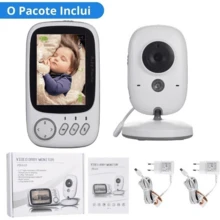 Baba Eletrônica Com Monitor Visão Noturna, Câmera c/ Audio Sensor de Temperatura VB603 3,2 polegadas - Visão 4