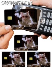 1/2/4/5/10pcs Cool Cat Credit Card Stickers Privacy Protection Card Skins, Cool Cat Birthday Gift PVC Material Anti-Fingerprint Anti-Scratch Wear-Resistant Card Covers, Suitable For Men And Women, Small Chip Cards, Bank Cards Decoration Stickers, Credit Cards, Transportation Cards, Student Campus Cards Personalized DIY - Type a - View 12