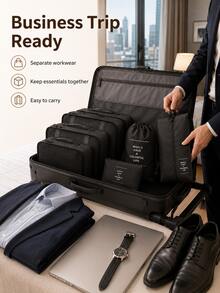 6/7/8/9/10/11pcs Portable Travel Storage Bag Set, Organizing And Storage, College Dorm Essentials, Packing Cubes, For Luggage, Lightweight Durable Fashion - View 3