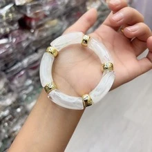 3件/1件復古優雅波希米亞風女款米色壓克力珠彈力手鍊手鐲，適合女性日常、派對、度假穿搭，可疊戴，適合作為禮物 - 白色 - 查看 7