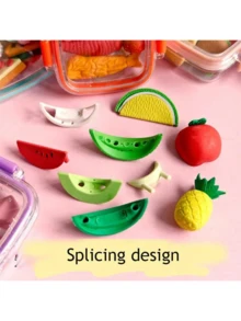 Cute Bento Box, Dessert Makeup Eraser Set, Student Holiday Christmas Gift, Children Classroom Reward Gift, Food Dessert Ice Cream Shaped Cartoon, Gift For Friends - Multicolor - View 6